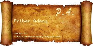 Priher Adony névjegykártya